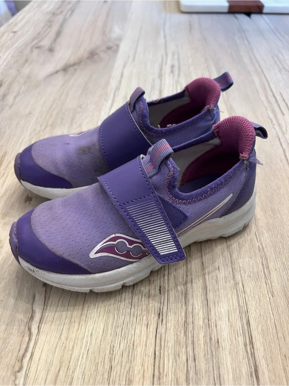 Saucony Purple Kids' Slip-On Sneakers with Hook Strap